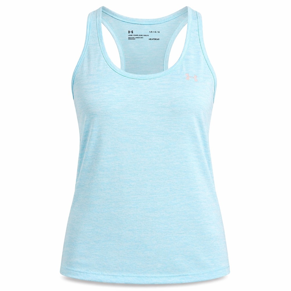 Under Armour Women's Large Light Blue Racerback Tank Loose Athletic Gym Top